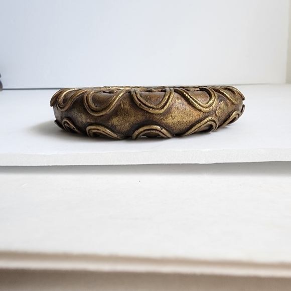 African Brass Bangle Bracelet Artisan Handmade Asante Ghana Tribal Currency - Picture 3 of 8